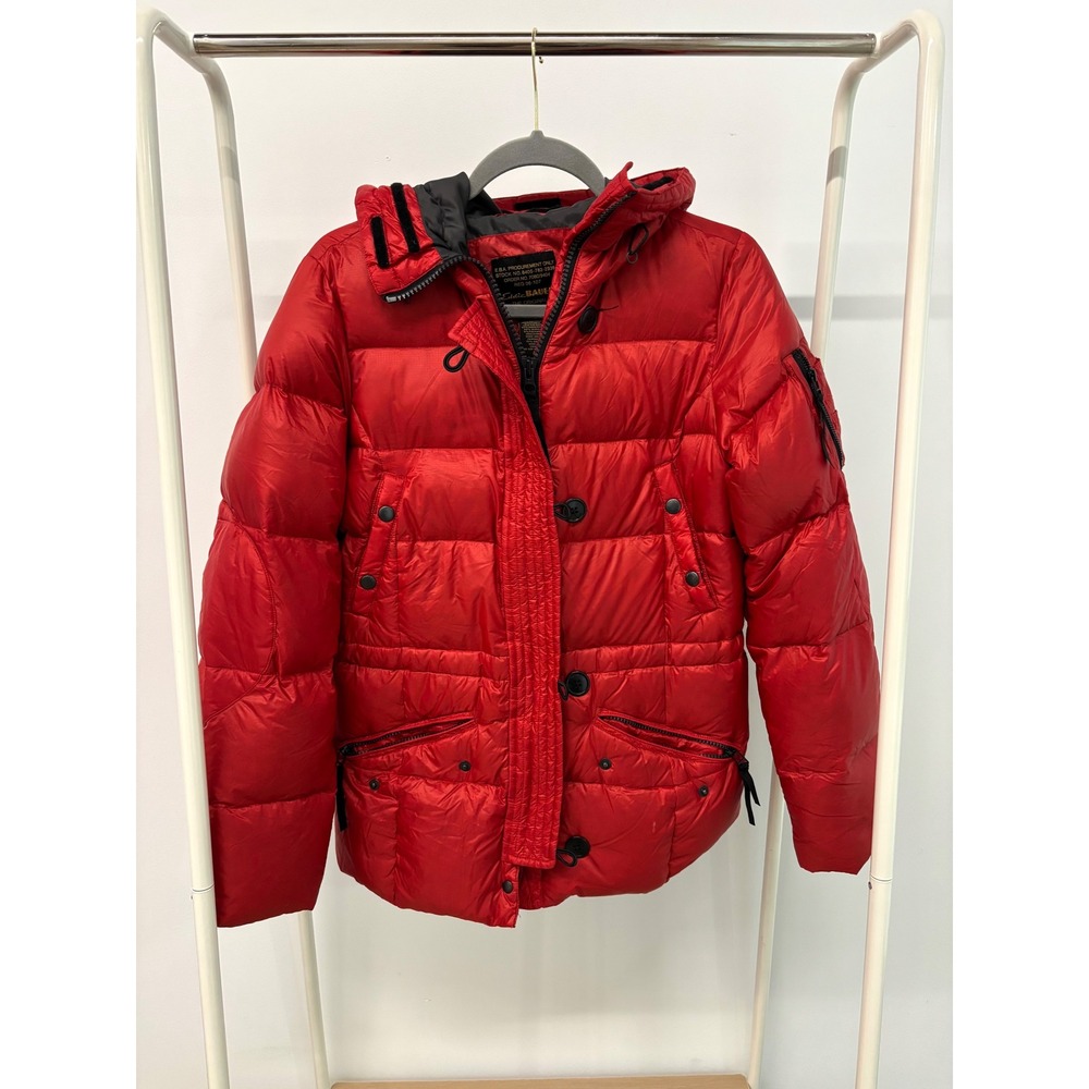 Eddie Bauer Red Goose Down Puffer Jacket Hooded Women's Size Small